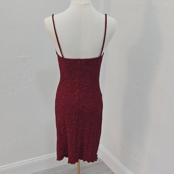 Hourglass Wine-Red Sparkle Midi Slip Dress - Picture 6 of 7